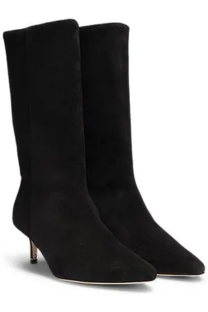 HUGO BOSS Boots aus Veloursleder mit Double-B-Monogramm