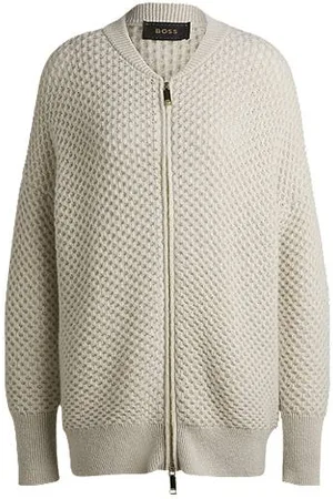 HUGO BOSS Oversized Strickjacke mit Zwei-Wege-Reißverschluss