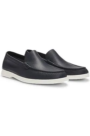 HUGO BOSS Mokassins aus gewalktem Leder mit Logo-Detail