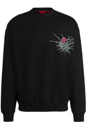 HUGO BOSS Relaxed-Fit Sweatshirt aus Baumwoll-Terry mit saisonalen Prints