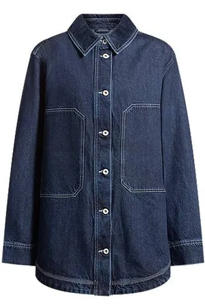 HUGO BOSS Oversized Denim-Jacke mit kontrastierenden Nähten