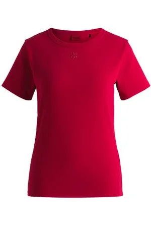 HUGO BOSS T-Shirt aus Baumwoll-Mix mit gesticktem Stack-Logo