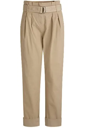 HUGO BOSS Hose aus Stretch-Baumwolle mit Twill-Struktur und Paperbag-Bund