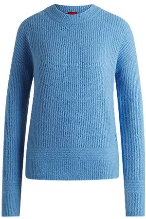 HUGO BOSS Relaxed-Fit Pullover mit gestricktem Linienmuster