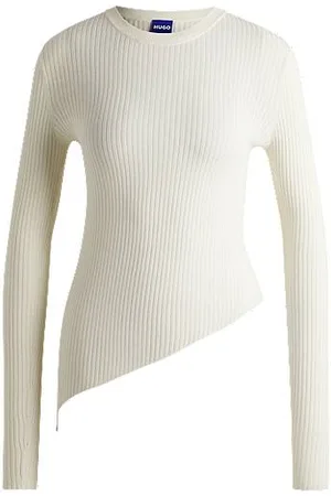 HUGO BOSS Pullover aus feinem Ripp mit asymmetrischem Saum
