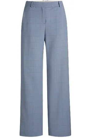 HUGO BOSS Karierte Regular-Fit Hose aus Schurwolle