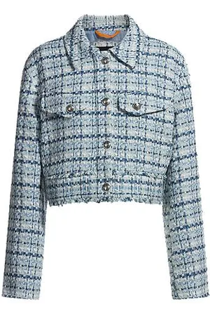 HUGO BOSS Tweed-Jacke in Cropped-Länge mit Metallknöpfen