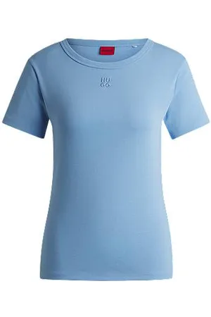HUGO BOSS T-Shirt aus Baumwoll-Mix mit gesticktem Stack-Logo