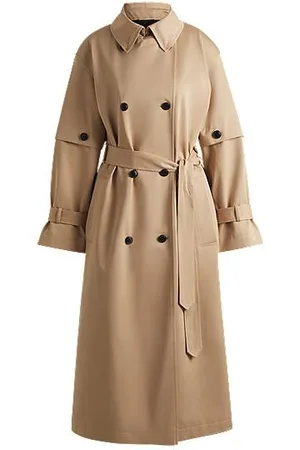 HUGO BOSS Zweireihiger Trenchcoat aus Baumwolle