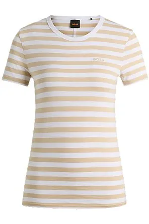 HUGO BOSS Gestreiftes T-Shirt aus strukturierter Baumwolle