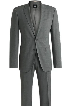 HUGO BOSS Fein gemusterter Slim-Fit Anzug aus Stretch-Gewebe
