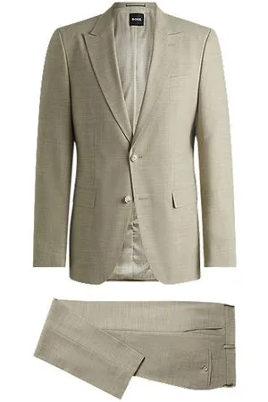 HUGO BOSS Filigran gemusterter Slim-Fit Anzug aus Stretch-Gewebe