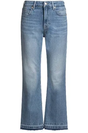 HUGO BOSS Blaue Jeans in Cropped-Länge aus Stretch-Denim mit ausgestelltem Beinverlauf