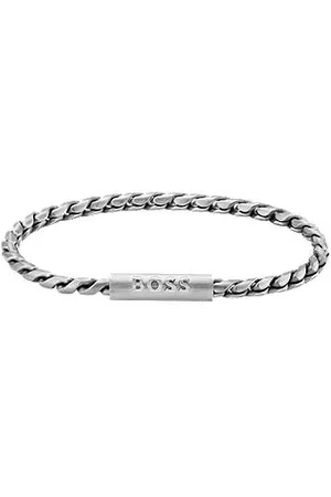 HUGO BOSS Silberfarbenes Armband mit geflochtener Kette