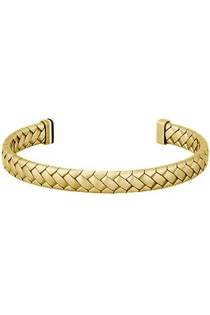 HUGO BOSS Goldfarbener Armreif mit Fischgrätmuster
