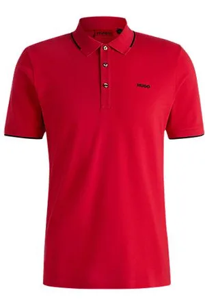 HUGO BOSS Slim-Fit Poloshirt aus Stretch-Baumwolle mit Logo-Print
