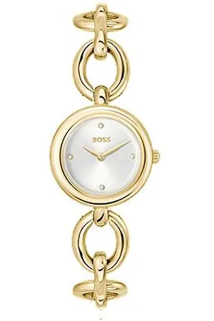 HUGO BOSS Goldfarbene Uhr mit Ringarmband