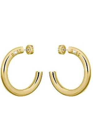 HUGO BOSS Goldfarbene Creolen mit Logo-Detail