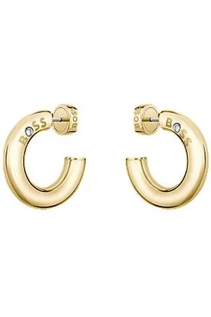 HUGO BOSS Goldfarbene Creolen mit Logo-Detail
