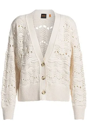 HUGO BOSS Cardigan aus Baumwoll-Mix mit Lochmuster