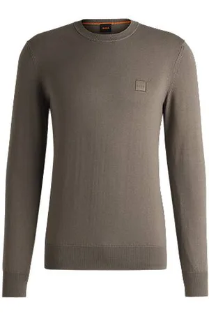 HUGO BOSS Regular-Fit Pullover aus Baumwolle mit Kaschmir und Logo-Aufnäher