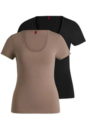 HUGO BOSS Zweier-Pack T-Shirts aus Stretch-Baumwolle mit Logos