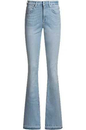HUGO BOSS Blaue Bootcut-Jeans aus Stretch-Denim mit Schlitzen an den Säumen
