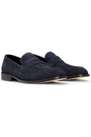 HUGO BOSS Loafer aus Veloursleder mit Pennyloafer-Besatz