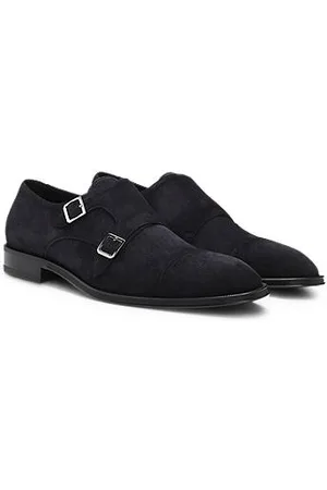 HUGO BOSS Monkstraps aus Veloursleder mit doppeltem Riemen
