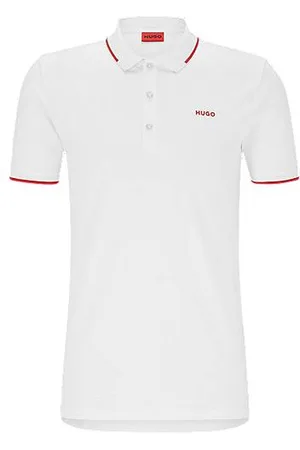 HUGO BOSS Slim-Fit Poloshirt aus Stretch-Baumwolle mit Logo-Print