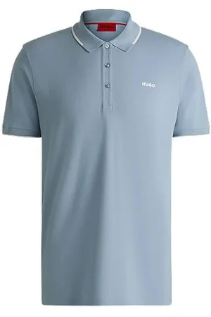 HUGO BOSS Slim-Fit Poloshirt aus Stretch-Baumwolle mit Logo-Print
