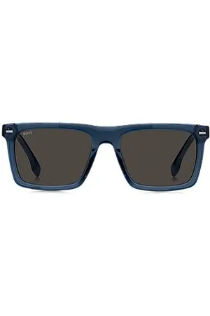 HUGO BOSS Sonnenbrille aus blauem Acetat mit gemusterten Carbonfaser-Bügeln
