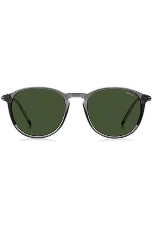 HUGO BOSS Sonnenbrille aus grauem Acetat mit röhrenförmigen Metallbügeln