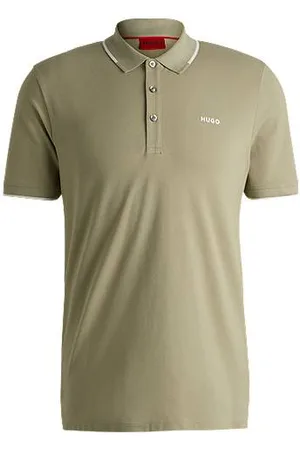 HUGO BOSS Slim-Fit Poloshirt aus Stretch-Baumwolle mit Logo-Print