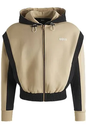 HUGO BOSS Kapuzen-Sweatjacke aus Baumwoll-Mix im Colour-Block-Design