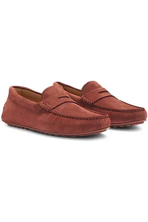 HUGO BOSS In Portugal gefertigte Mokassins aus Veloursleder mit Pennyloafer-Detail