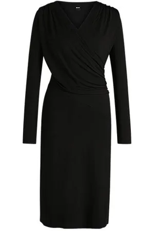 HUGO BOSS Kleid aus Stretch-Krepp mit Wickel-Vorderseite