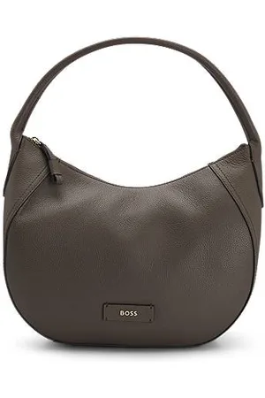 HUGO BOSS Schultertasche aus genarbtem Leder mit Logo-Schriftzug