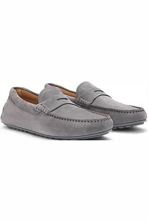 HUGO BOSS In Portugal gefertigte Mokassins aus Veloursleder mit Pennyloafer-Detail