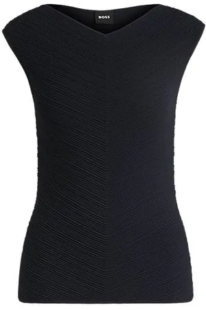 HUGO BOSS Top mit V-Ausschnitt und Strickstruktur