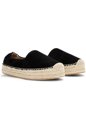 HUGO BOSS Espadrilles aus Veloursleder mit elastischem Fersenteil