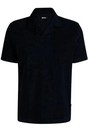 HUGO BOSS Poloshirt mit Johnny-Kragen aus Baumwoll-Frottee