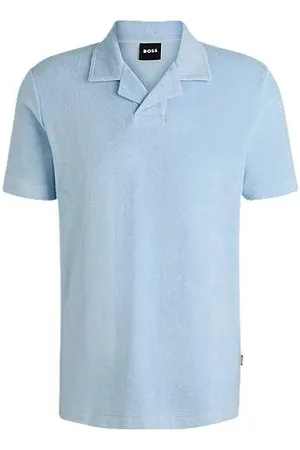 HUGO BOSS Poloshirt mit Johnny-Kragen aus Baumwoll-Frottee