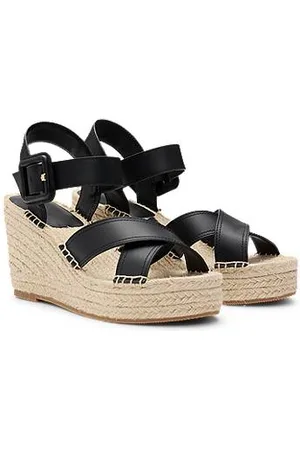 HUGO BOSS Espadrilles mit Keilabsatz und Lederriemen