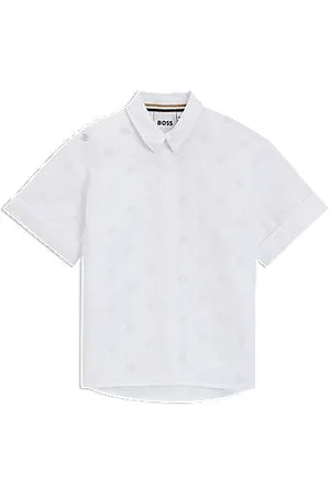 HUGO BOSS Kids-Kurzarm-Hemd mit Double-B-Monogrammen