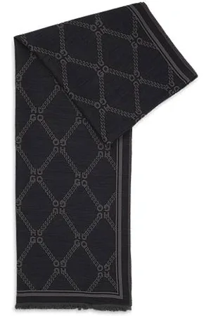 HUGO BOSS Schal aus Woll-Mix mit Stack-Logo-Motiv