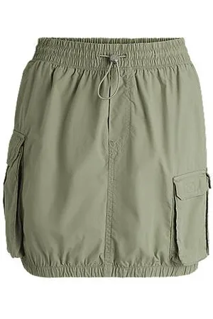 HUGO BOSS Minirock aus Baumwolle mit Paper-Touch-Finish und Cargo-Taschen