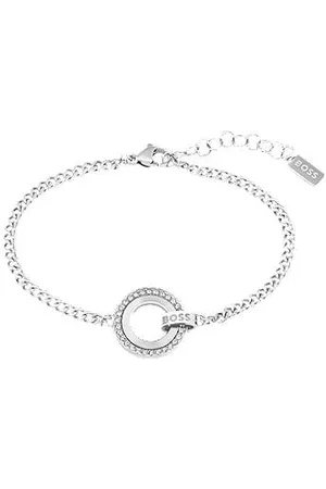 HUGO BOSS Gliederarmband mit Kristallring und Logo-Glied