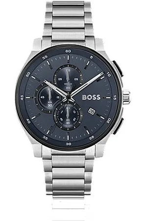 HUGO BOSS Chronograph aus Edelstahl mit blauem Zifferblatt in matter Optik