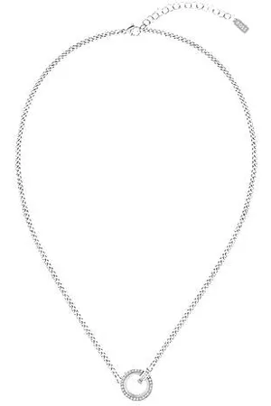 HUGO BOSS Halskette mit Kristallring und Logo-Glied